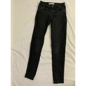 Zara Womens Solid Black Full Length Mid Rise Skinny Jeans Stretch 4 Small